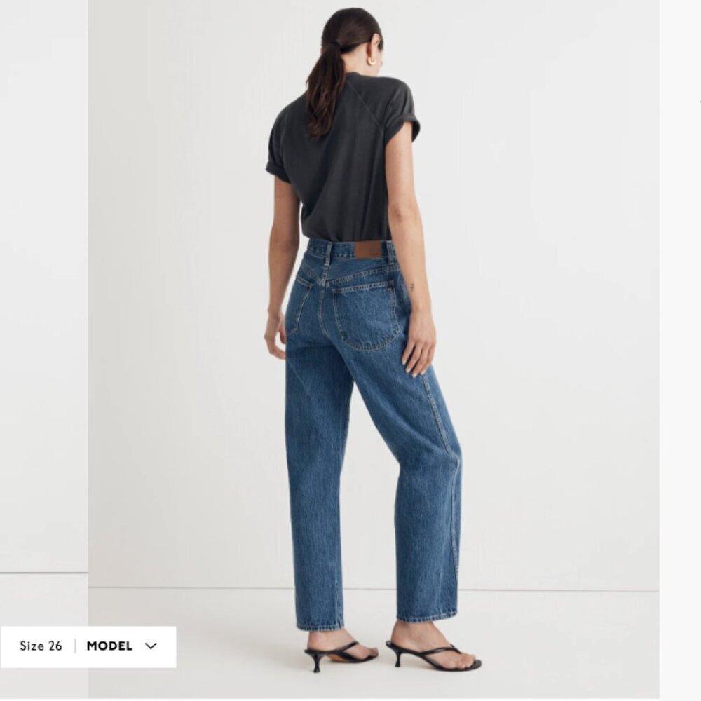 New Madewell High Rise Slouchy Baggy Straight Leg Jeans Indigo Wash Size 30 - Picture 3 of 4
